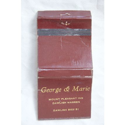 old Matchbook Cover- George & Marie, Mount Pleasant Inn, Dawlish Warren