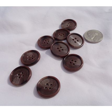 AAA 9 Dark Brown Buttons 20mm 3/4 Inch 4 Hole Resin Swirl