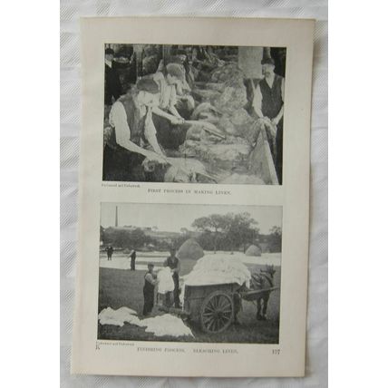 Vintage illustration: O'Connell Bridge Dublin / Linen making
