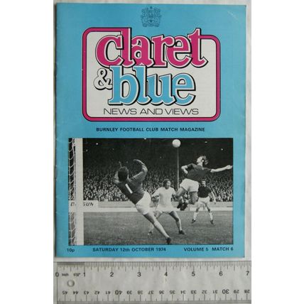 1974 programme Burnley v. Manchester City, Vol. 5, Match 6