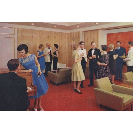 SS Oriana Ship Red Carpet Room Film Projector Vintage P&O Ferry Postcard