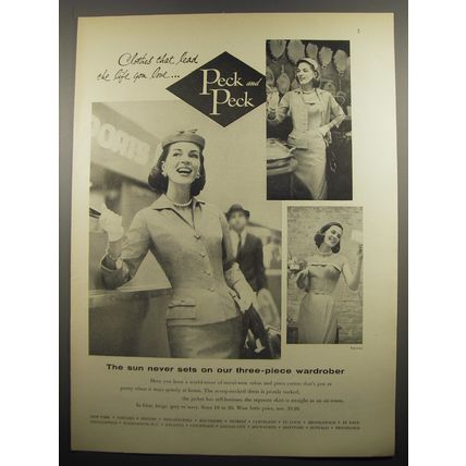 1955 Peck and Peck Suit Ad - photo by Tom Palumbo - The sun never sets on