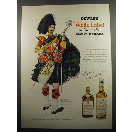 1955 Dewar's White Label and Victoria Vat Scotch Advertisement