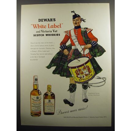 1955 Dewar's White Label and Victoria Vat Scotch Ad