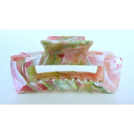 Large rectangle colorful marbled color splatter paint hair claw clip
