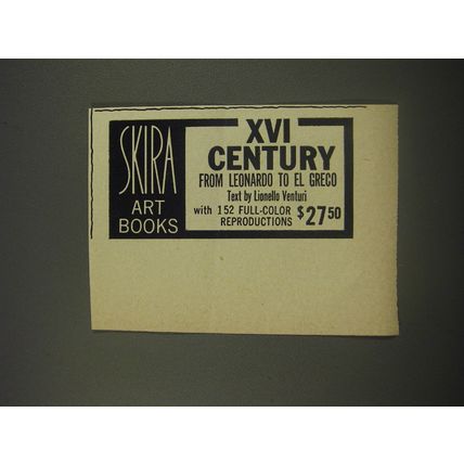 1956 Skira Art Books Advertisement - XVI Century from Leonardo to El Greco