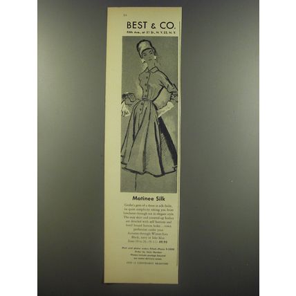 1956 Best & Co. Grobe Dress Advertisement - Matinee Silk