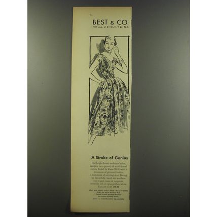 1956 Best & Co. Kane-Weill Dress Advertisement - A stroke of genius