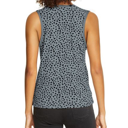 Gray Leopard Print Round Neck Tank Top