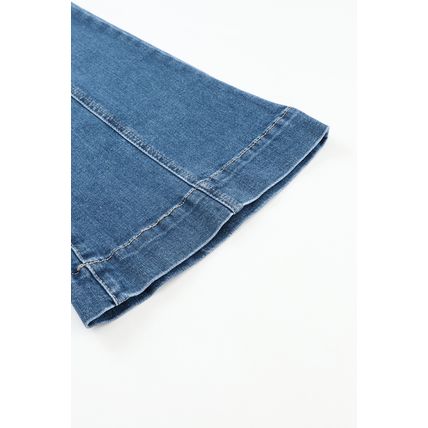 Blue High Waist Seam Stitching Pocket Flare Jeans