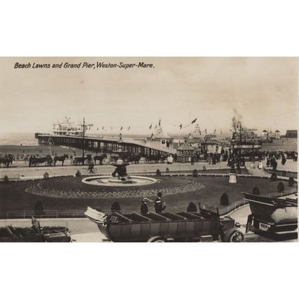 Classic Limousine Saloon Old Car at Weston Super Mare Somerset Postcard
