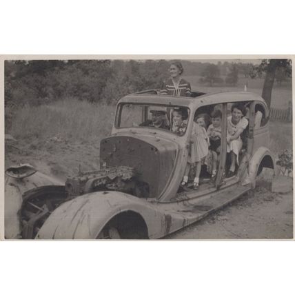 Antique WW2 Car Disaster Banger Stuck In Road 1941 RPC Postcard