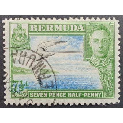 Bermuda: 1938-52 7.5d black, blue & yellow-green SG114bc used postally