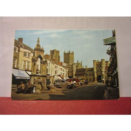 MARKET PLACE, WELLS, SOMERSET used postcard 1975 pm #