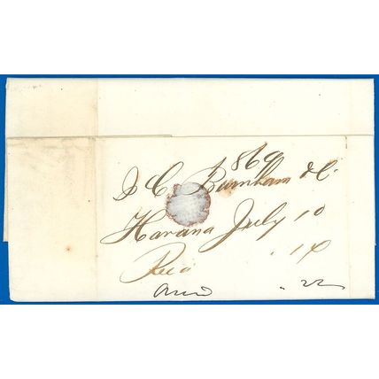 July 10 1869 Datelined FLS, Habana to NY, 24mm NY STEAMSHIP 10 Cds, Commercial!