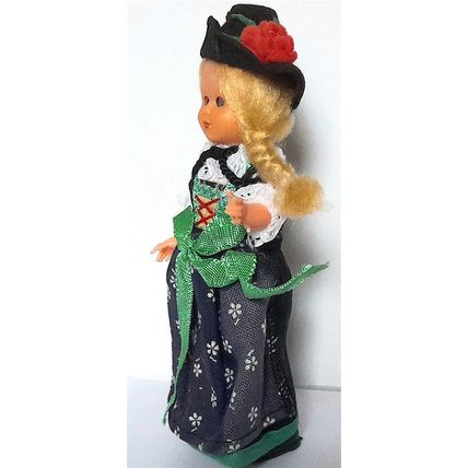 ANNIKA ** DOLL - AUSTRIAN TRADITIONAL DRESS Blue Floral Outfit 12 cm VERY GOOD