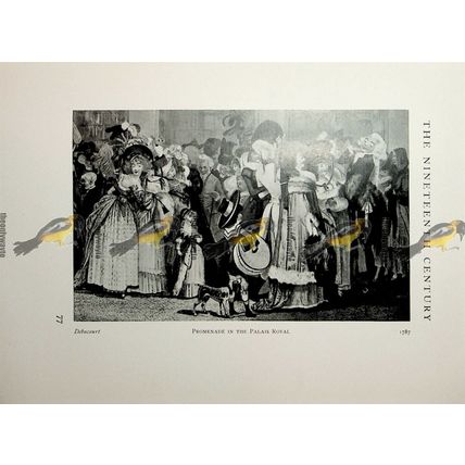 Promenade At Palais Royal, 1787, Debucourt, Fashion Book Illustration, 1909
