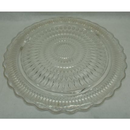 Vintage Federal Glass Sunflower Bubble Pattern Footed 12" Cake Plate Platter