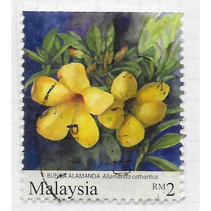 MALAYSIA 2010 BUNGA ALAMANDA FLOWERS RM2 USED WATERMARK UNCHECKED SHADE BLUE