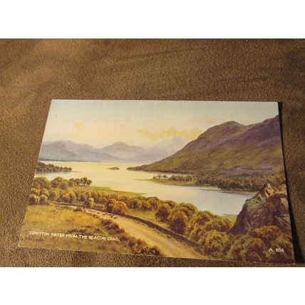 1930s Postcard - Coniston Water Lake District Cumbria - Artist E.H Thompson A606