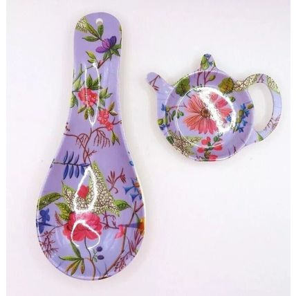 Blossom Melamine Spoon & Teabag Holder Set Kitchen Household Gift Home