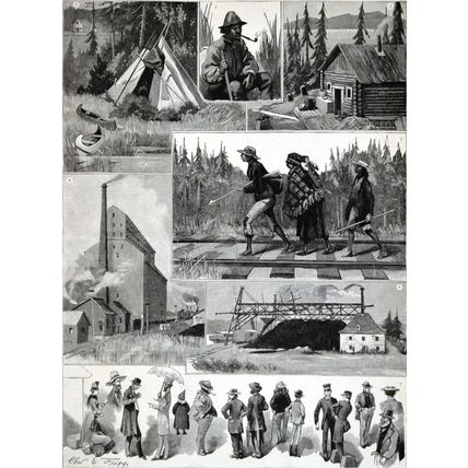 ACROSS THE NORTH AMERICAN CONTINENT 1889 Winnipeg VICTORIAN ENGRAVINGS