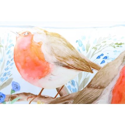 Robins on a Branch Pillow 24 CM Home Decor Gift Festive