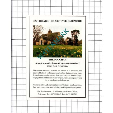 The Polchar Rothiemurchus Estate Aviemore House Sale Advert- 1991 Cutting