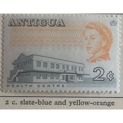 Antigua 1969 2c Blue & yellow-orange Mounted Mint MM SG182ab stamp health centre