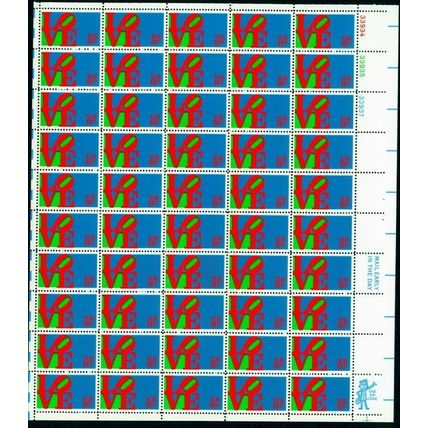 Love Sheet of Fifty 8 Cent Postage Stamps Scott 1475