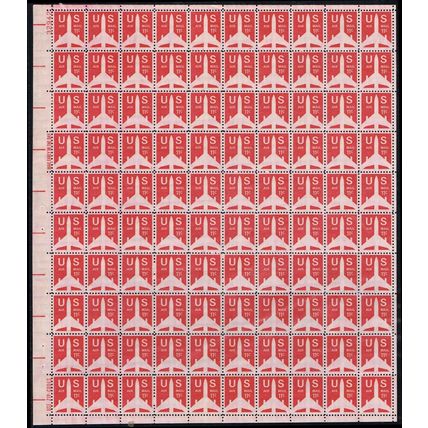 Jet Airliner Full Sheet of One Hundred 11 Cent Airmail Postage Stamps Scott C78