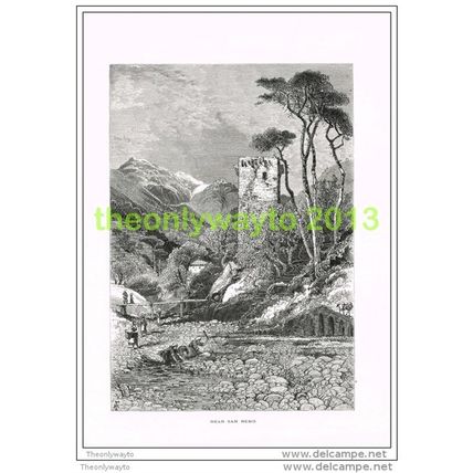 NEAR SAN REMO, FRANCE, Book Illustration (Print) c1875