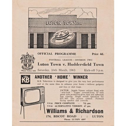 LUTON TOWN v HUDDERSFIELD TOWN LEAGUE DIVISION TWO 1963
