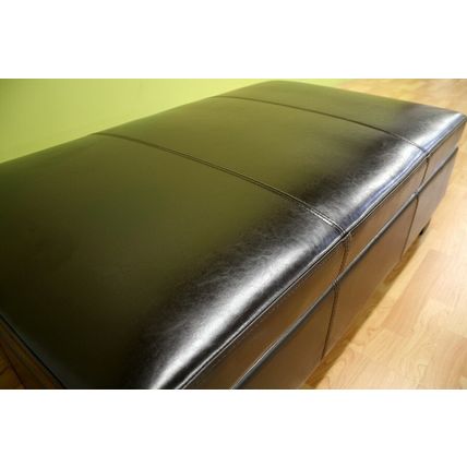 Modern Dark Brown Rectangle Leather Storage Ottoman Hidden Storage Space
