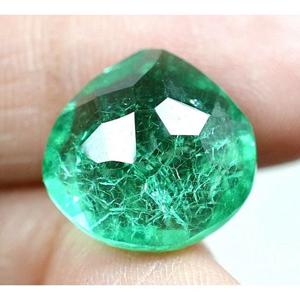 9.65 Ct Natural Colombian Green Emerald Pear Loose Gemstone