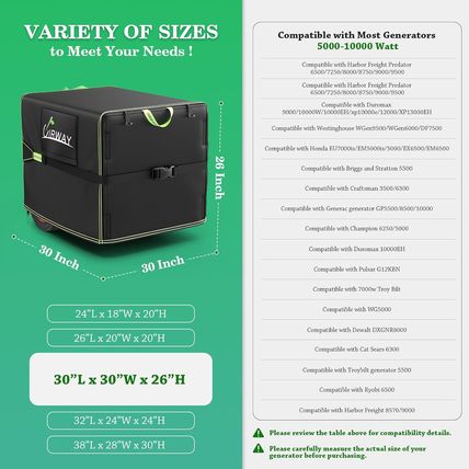 UIRWAY Generator Cover for outside 30”L X 30”W X 20”H - Heavy Duty Waterproof 60