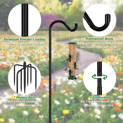 FEED GARDEN Shepards Hooks for Outdoor Bird Feeder Pole 92 Inch Adjustable Tall