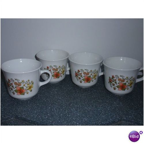 Vintage 4 Corning Indian Summer Orange Mugs