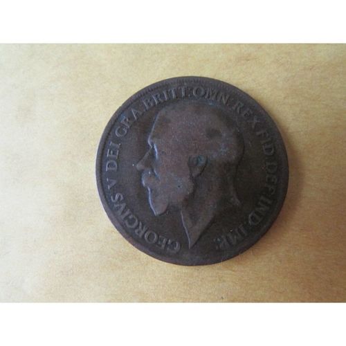 1919 GEORGE V ONE PENNY WITH H MINT MARK HEAT MINT BIRMINGHAM FREE POST. AAY