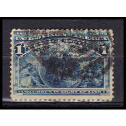 Used 230 1c Columbus in Sight of Land Fine RA0905