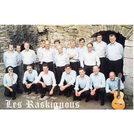 Les Raskignous French Folk Dancing Band Group HAND SIGNED Old Photo Postcard