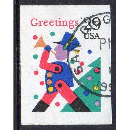 USA 1993 Christmas Greetings - Toy Soldier blowing Horn 29c Used - Imperforate