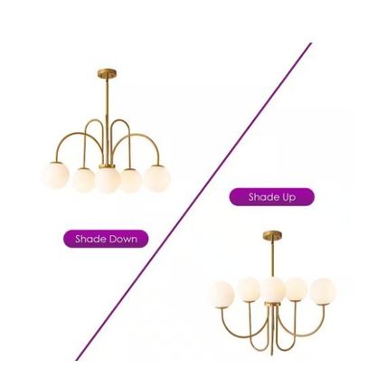 Rennnsan Ayden 6-Light Dimmable Gold Sputnik Sphere Chandelier with Opal Glass
