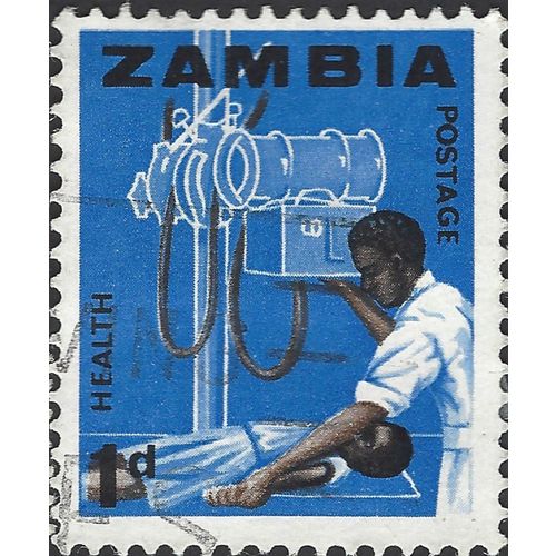 ZAMBIA, MEDICINE, X Ray machine, blue 1964, 1d