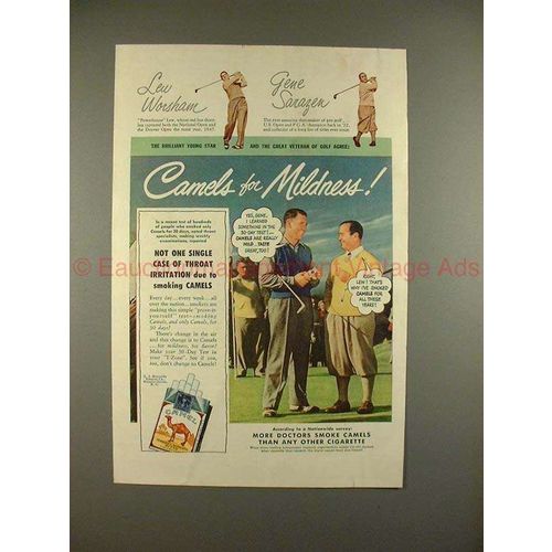 1949 Camel Cigarette Ad - Lee Worsham & Gene Sarazen!!
