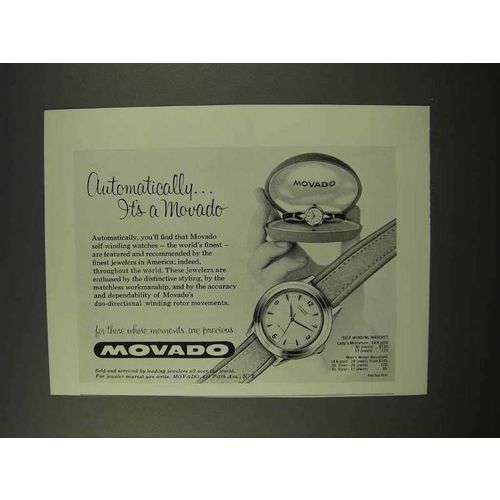1956 Movado Watch Ad - Automatically