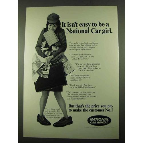 1969 National Car Rental Ad - It isn't Easy to be Girl
