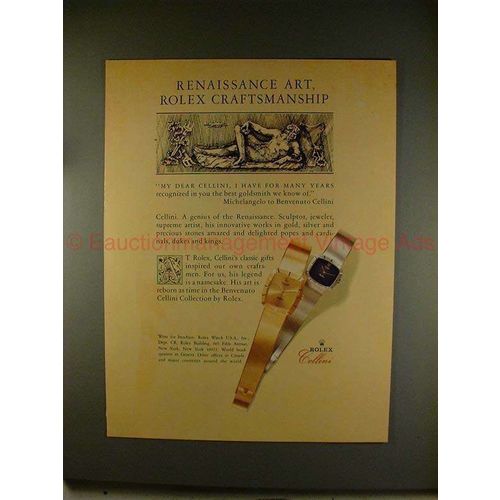 1981 Rolex Cellini Watch Ad - Renaissance Art - NICE!!