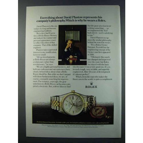 1981 Rolex Datejust Chronometer Ad - David Plastow