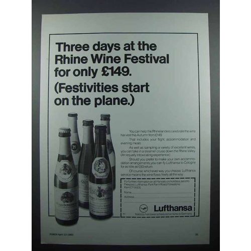 1983 Lufthansa Airlines Ad - Rhine Wine Festival